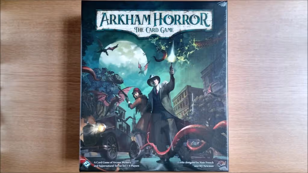 Arkham Horror: The Card Game box art featuring arcane mystery elements.