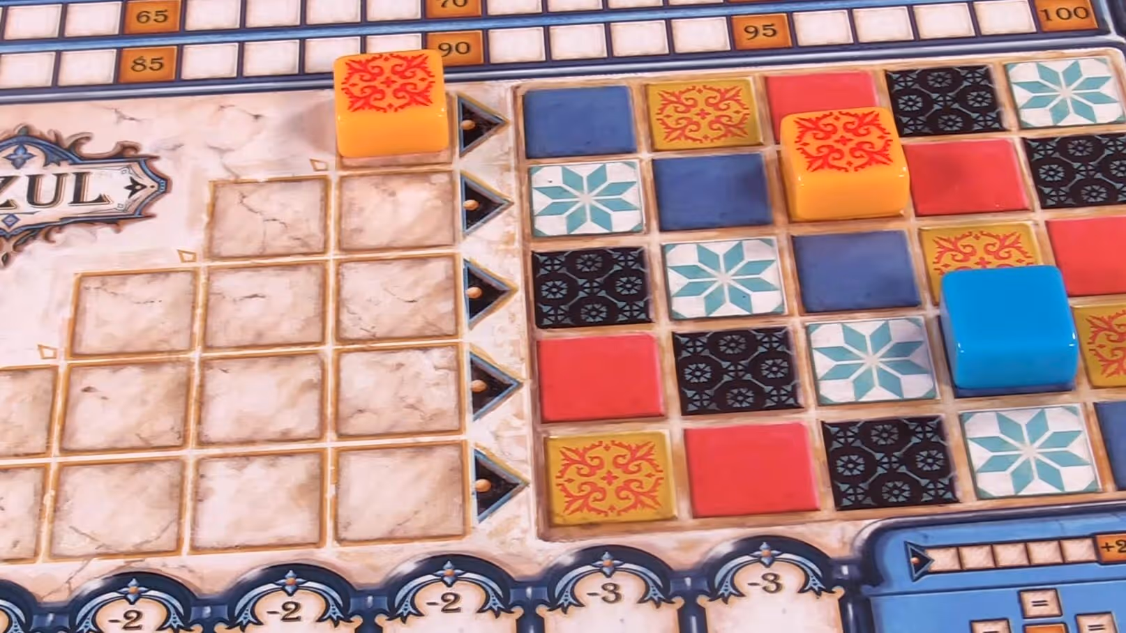 Azul game board with colorful tiles